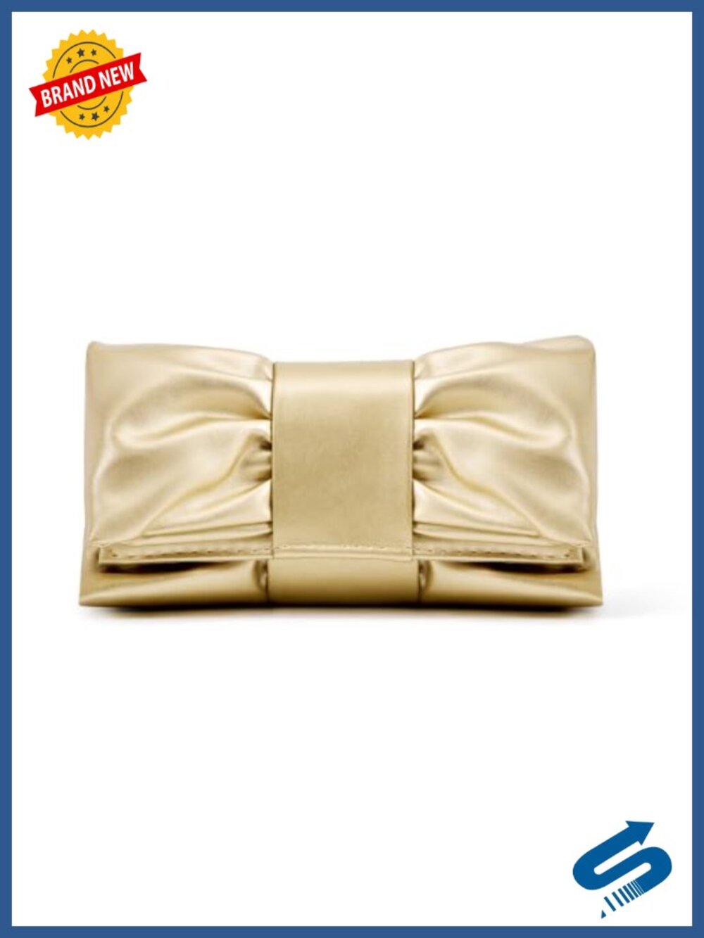 Pleated PU Clutch Purse Detachable Chain Crossbody Evening Bag